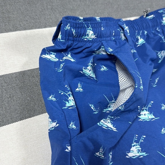 Columbia Men’s Swim Trunks Blue Boat Print Backcast Shorts S NWT 6” Inseam UPF - Picture 4 of 15